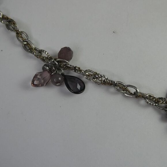 Loft Mauve Grey Silver Tone Dangle Beaded Neutral Necklace Plus Size Friendly 35 - Picture 3 of 9